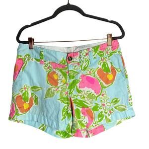 Lilly Pulitzer Callahan Shorts Sz 8 Pink Lemonade Pool Blue Fruit